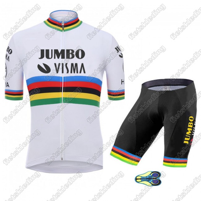 Team Jumbo Visma UCI World Champion 2021 Fietskleding Set Wielershirt Korte Mouw+Korte Fietsbroeken 2021292