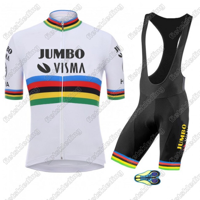 Team Jumbo Visma UCI World Champion 2021 Wielerkleding Set Fietsshirts Korte Mouw+Korte Wielerbroek Bib 2021293