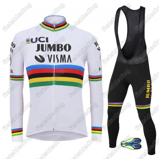Team Jumbo Visma UCI World Champion 2021 Wielerkleding Set Fietsshirts Lange Mouw+Lange Fietsrbroek Bib 2021297