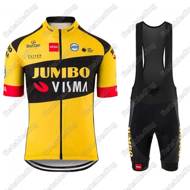 Jumbo Visma 2021 Pro Team Wielerkleding Set Fietsshirts Korte Mouw+Korte Wielerbroek Bib 2021193