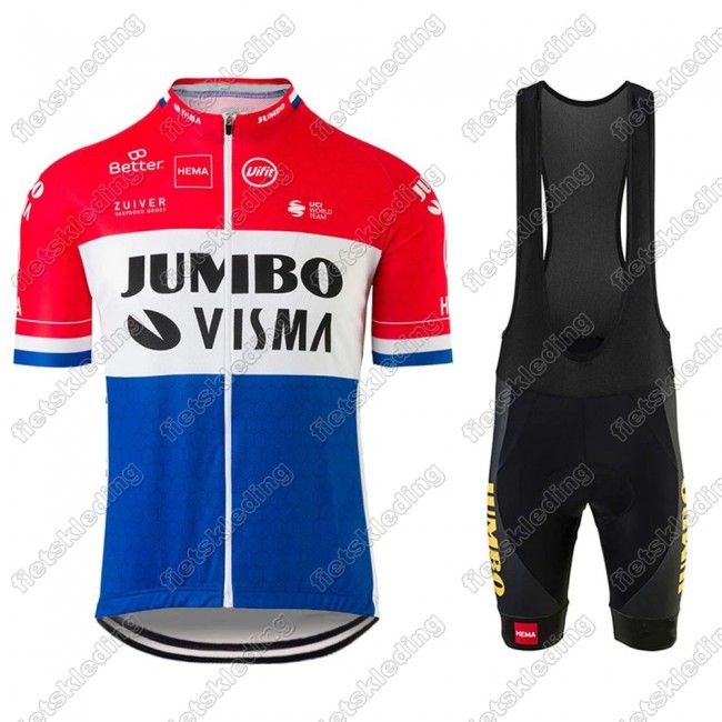 Jumbo Visma 2021 Dutch Wielerkleding Set Fietsshirts Korte Mouw+Korte Wielerbroek Bib 2021201