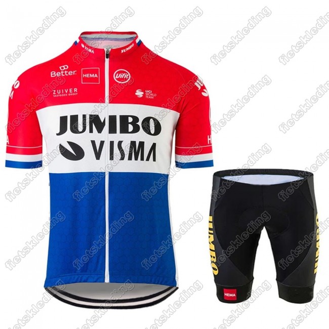 Jumbo Visma 2021 Dutch Fietskleding Set Wielershirt Korte Mouw+Korte Fietsbroeken 2021202