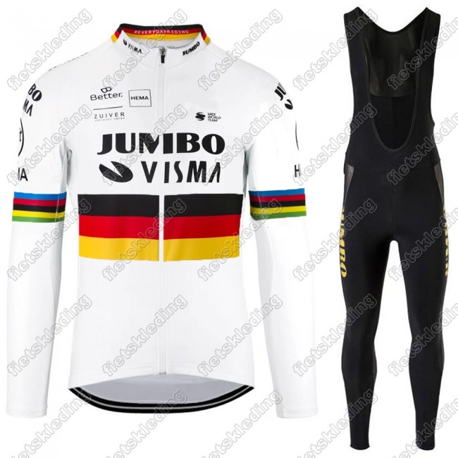 Jumbo Visma 2021 Germany Wielerkleding Set Fietsshirts Lange Mouw+Lange Fietsrbroek Bib 2021210
