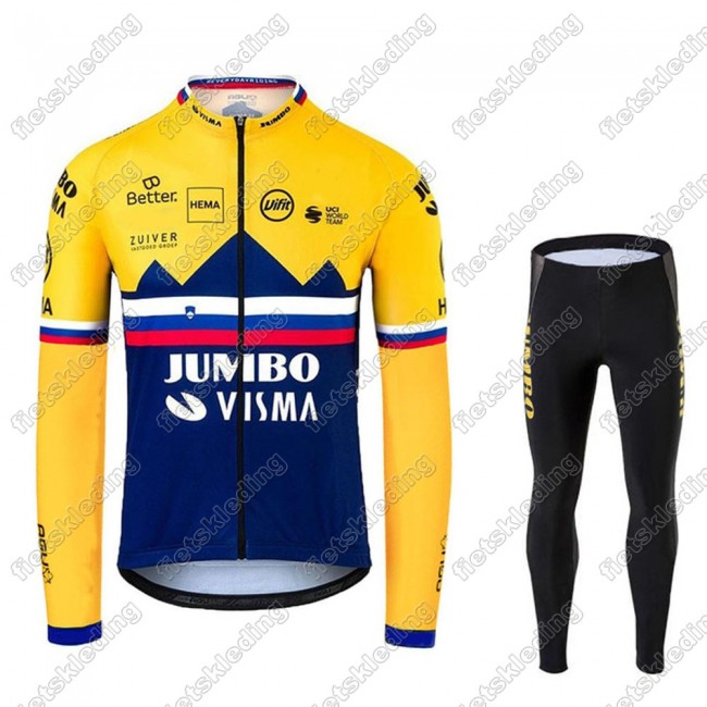 Jumbo Visma 2021 SLOVAKIAN Wielerkleding Set Fietsshirts Lange Mouw+Lange Fietsrbroek Bib 2021222