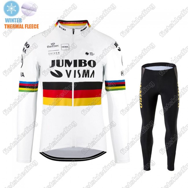 Winter Thermal Fleece Jumbo Visma 2021 Germany Fietsshirt Lange Mouw+Collant Cycliste 2021231