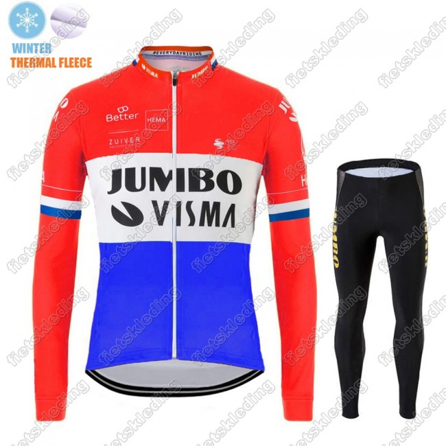 Winter Thermal Fleece Jumbo Visma 2021 Dutch Fietsshirt Lange Mouw+Collant Cycliste 2021235