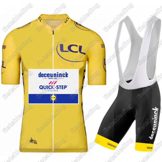 Deceuninck quick step 2021 Tour De France Wielerkleding Set Fietsshirts Korte Mouw+Korte Wielerbroek Bib 2021052
