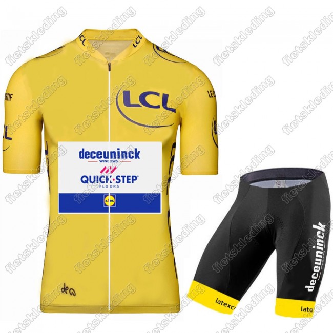 Deceuninck quick step 2021 Tour De France Fietskleding Set Wielershirt Korte Mouw+Korte Fietsbroeken 2021054