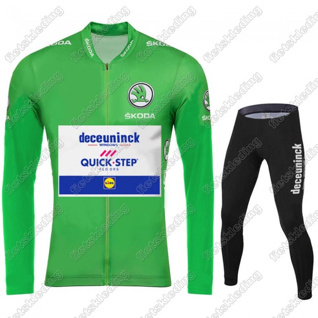 Deceuninck quick step 2021 Tour De France Wielerkleding Set Fietsshirts Lange Mouw+Lange Fietsrbroek Bib 2021065