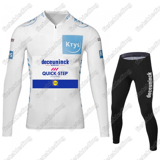 Deceuninck quick step 2021 Tour De France Wielerkleding Set Fietsshirts Lange Mouw+Lange Fietsrbroek Bib 2021070