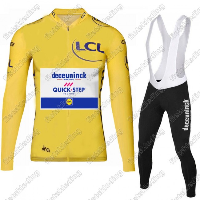 Deceuninck quick step 2021 Tour De France Wielerkleding Set Fietsshirts Lange Mouw+Lange Fietsrbroek Bib 2021072
