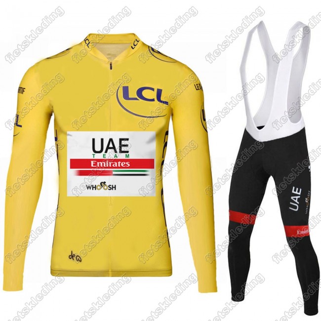 UAE EMIRATES Tour De France 2021 Wielerkleding Set Fietsshirts Lange Mouw+Lange Fietsrbroek Bib 2021326
