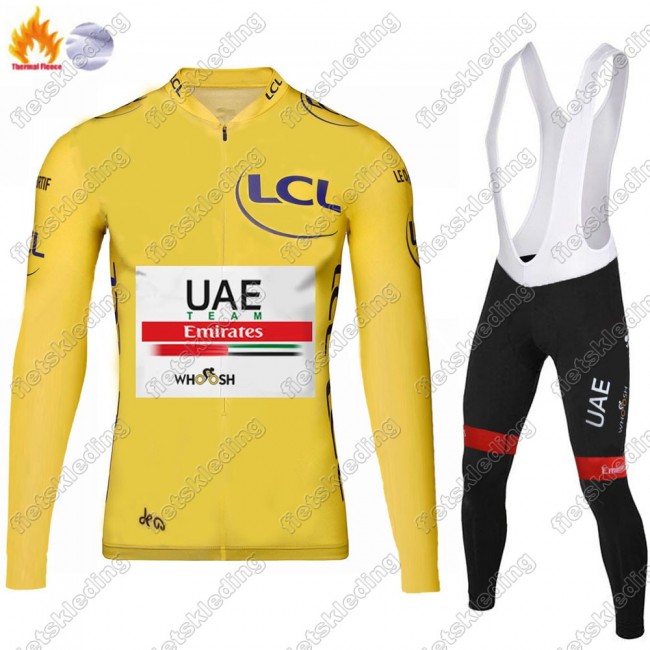 Winter Thermal Fleece UAE EMIRATES Tour De France 2021 Wielerkleding Set Fietsshirts Lange Mouw+Lange Fietsrbroek Bib 2021327