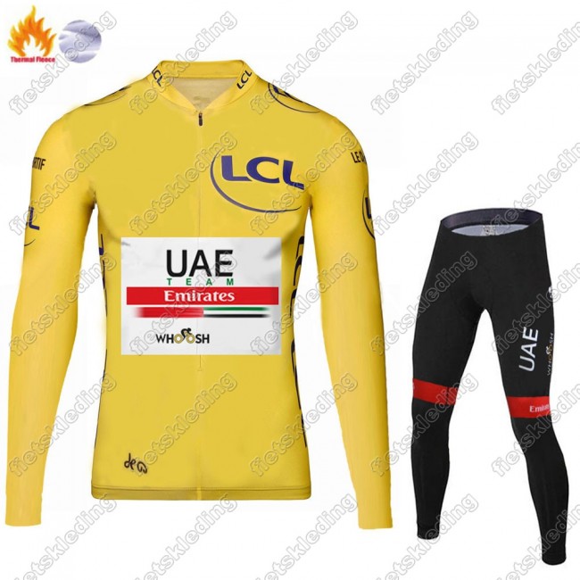 Winter Thermal Fleece UAE EMIRATES Tour De France 2021 Wielerkleding Set Fietsshirts Lange Mouw+Lange Fietsrbroek Bib 2021328
