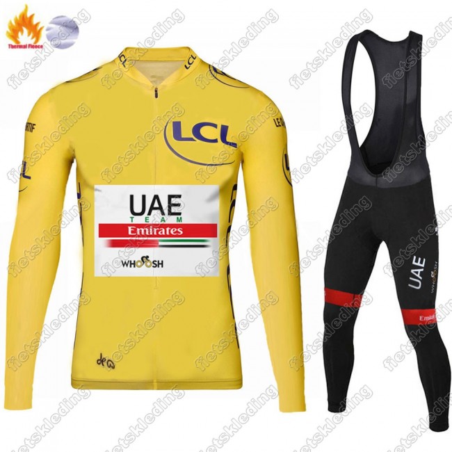 Winter Thermal Fleece UAE EMIRATES Tour De France 2021 Wielerkleding Set Fietsshirts Lange Mouw+Lange Fietsrbroek Bib 2021329