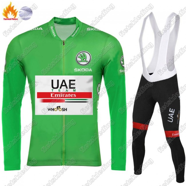 Winter Thermal Fleece UAE EMIRATES Tour De France 2021 Wielerkleding Set Fietsshirts Lange Mouw+Lange Fietsrbroek Bib 2021331