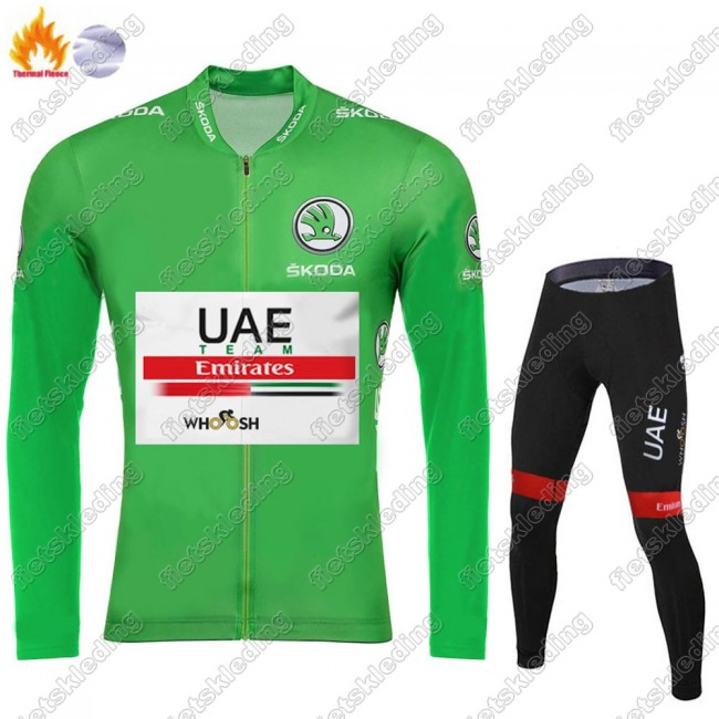 Winter Thermal Fleece UAE EMIRATES Tour De France 2021 Wielerkleding Set Fietsshirts Lange Mouw+Lange Fietsrbroek Bib 2021332