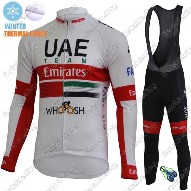 UAE EMIRATES Winter Thermal Fleece Pro Team 2021 Wielerkleding Set Fietsshirts Lange Mouw+Lange Fietsrbroek Bib 2021449