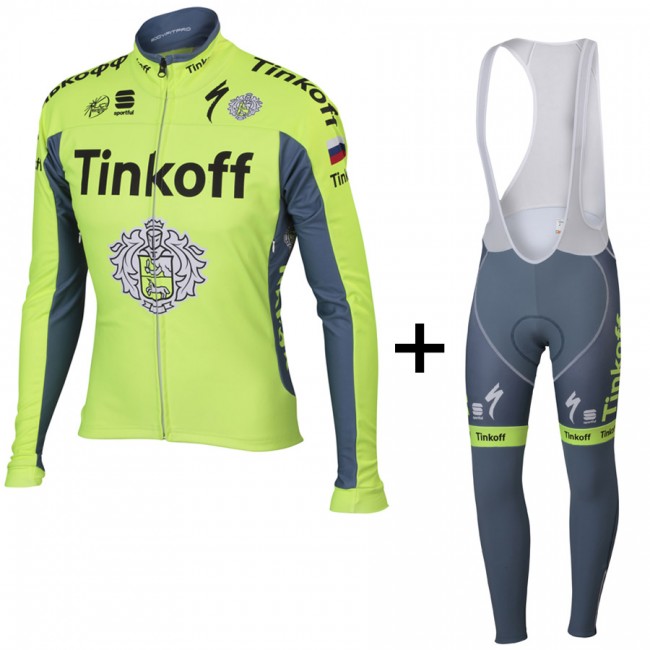 Tinkoff Saxo Bank 2016 Fietskleding Fietsshirt lange mouw+Lange fietsbroeken Bib 20160132
