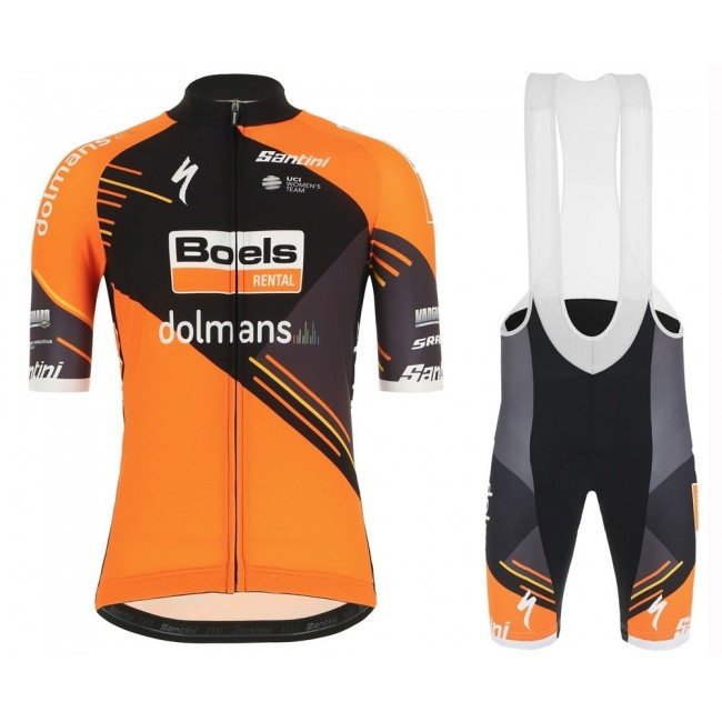 2019 Boels Dolmans Orange Fietskleding Set Fietsshirt Korte Mouw+Korte fietsbroeken RENK473