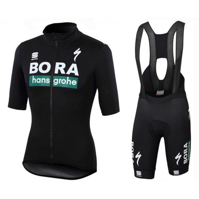 2019 Bora Zug zwart Fietskleding Set Fietsshirt Korte Mouw+Korte fietsbroeken CDPU489