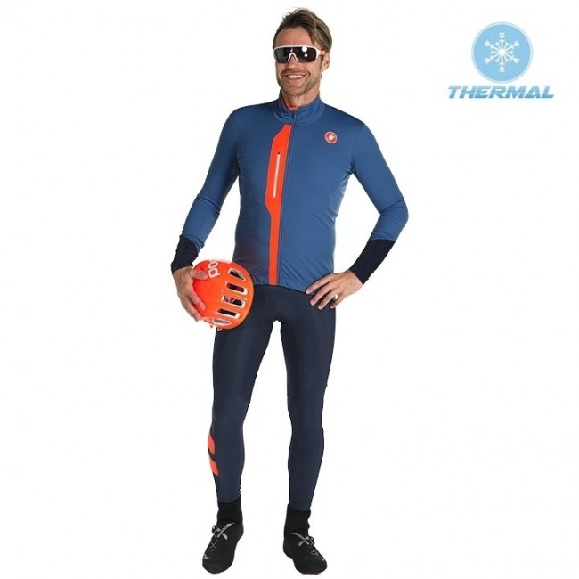 2019 Casteli TRAS grijs Thermo Wielerkleding Set Wielershirts lange mouw+fietsbroek lang met YQAD638