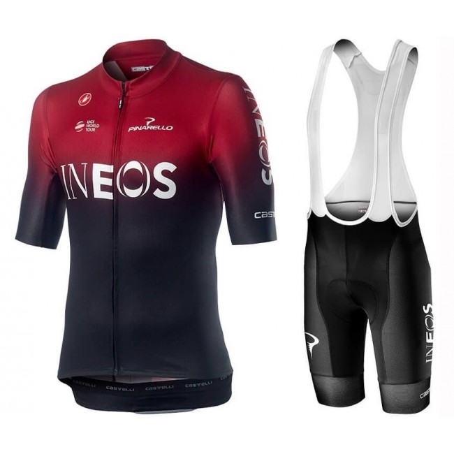 2019 INEOS Profteams rood Fietskleding Set Fietsshirt Korte Mouw+Korte fietsbroeken DNHI883