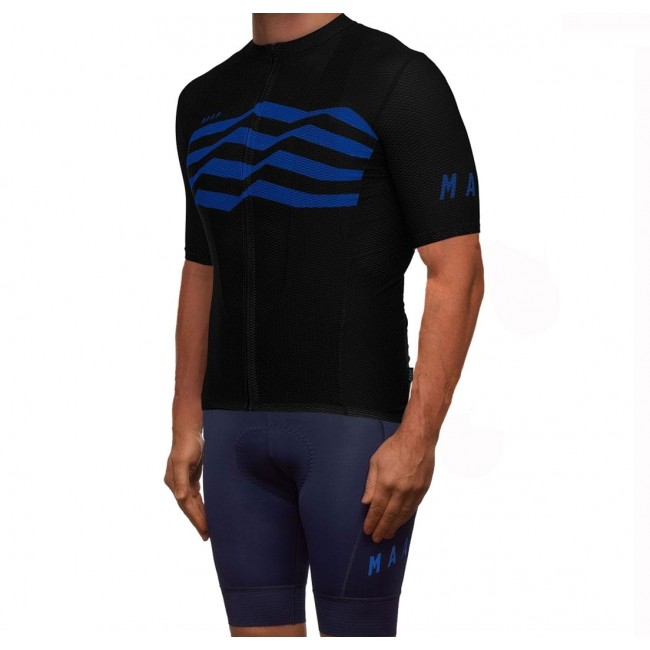2019 MAAP M-Flag Ultra zwart-blauw Fietskleding Set Fietsshirt Korte Mouw+Korte fietsbroeken DURB196