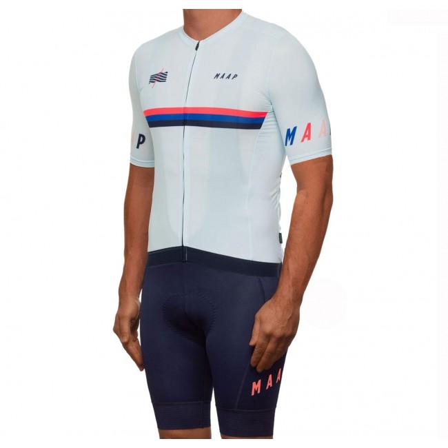 2019 MAAP Nationals wit Fietskleding Set Fietsshirt Korte Mouw+Korte fietsbroeken QIQA709