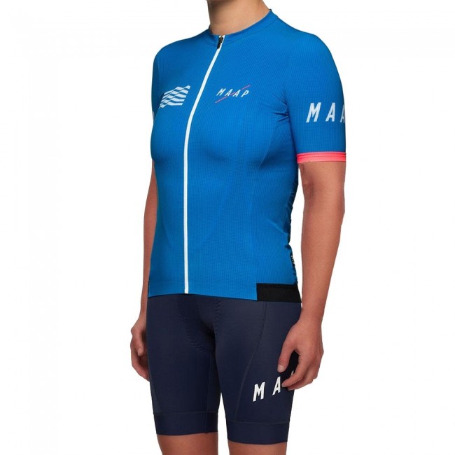 2019 MAAP Prime blauw Dames Fietskleding Set Fietsshirt Korte Mouw+Korte fietsbroeken ZENI362