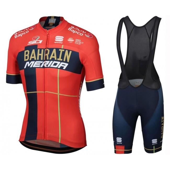 2019 Merida Bahrain rood Fietskleding Set Fietsshirt Korte Mouw+Korte fietsbroeken VHWC176