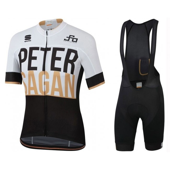 2019 Peter Sagan Gold wit Fietskleding Set Fietsshirt Korte Mouw+Korte fietsbroeken URLA312