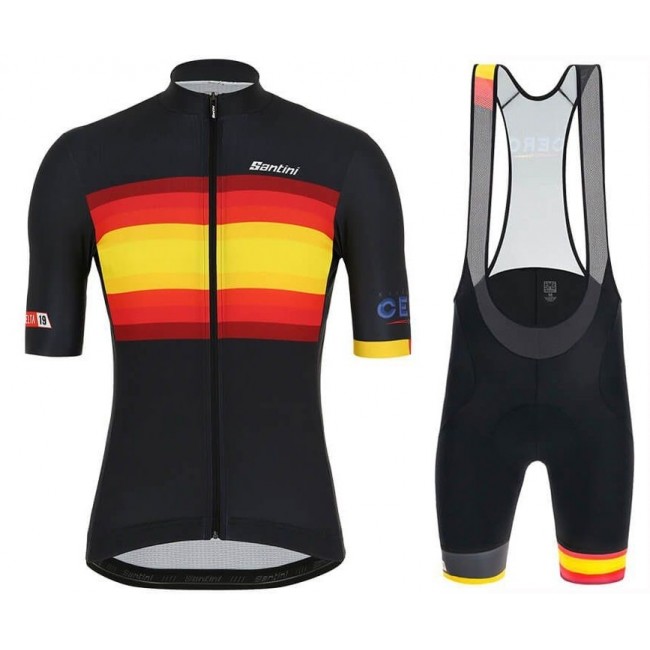 2019 Santini Tour de Spain Fietskleding Set Fietsshirt Korte Mouw+Korte fietsbroeken CZQC993