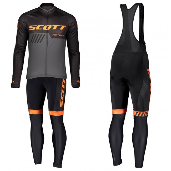 2019 Scott-RC-Profteams zwart-grijs-Orange Vetements Cyclisme Velo Manches longues+longues Pantalon Bib PGHT681