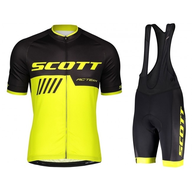 2019 Scott-RC-Profteams zwart-geel Fietskleding Set Fietsshirt Korte Mouw+Korte fietsbroeken VMTS646