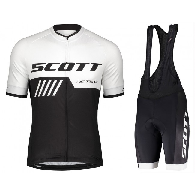 2019 Scott-RC-Profteams zwart-wit Fietskleding Set Fietsshirt Korte Mouw+Korte fietsbroeken ZVGT247