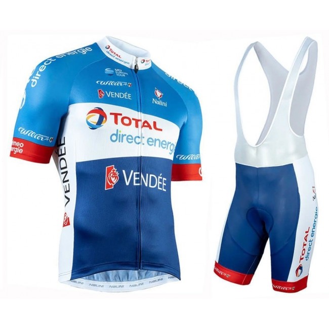 2019 Total Direct Energie Fietskleding Set Fietsshirt Korte Mouw+Korte fietsbroeken PAWA228