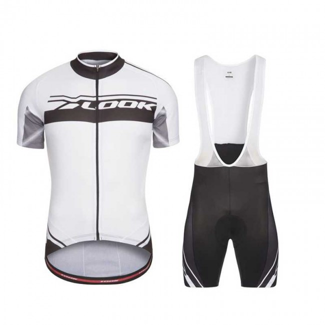 Look 2017 wit FIetskleding Set Wielershirt Korte Mouw+Korte Fietsbroeken Bib 815JLBRN 2017082288