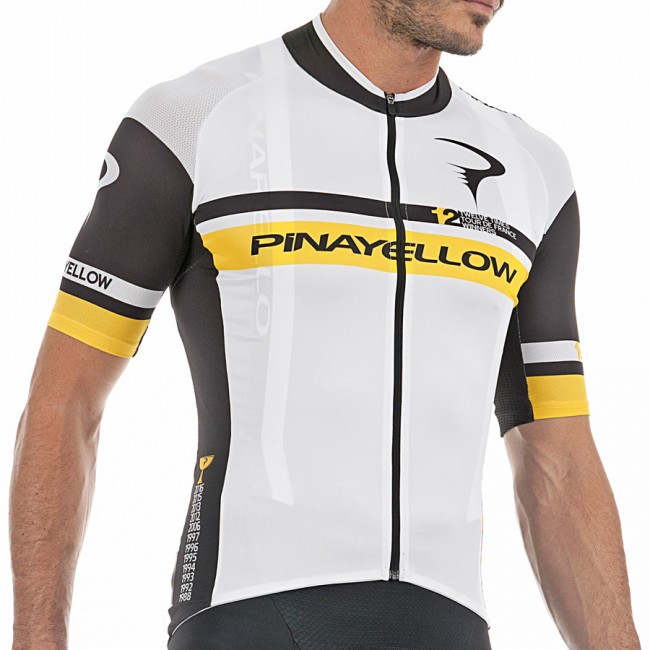 Pinarello Pro team 2017 12th Tour de France Fietsshirt Korte Mouw-wit zwart 858SODOA 2017082290