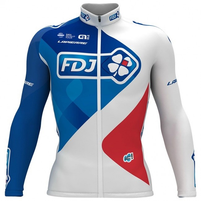 2017 Pro Team FDJ wit Fietsshirt lange mouw 2465