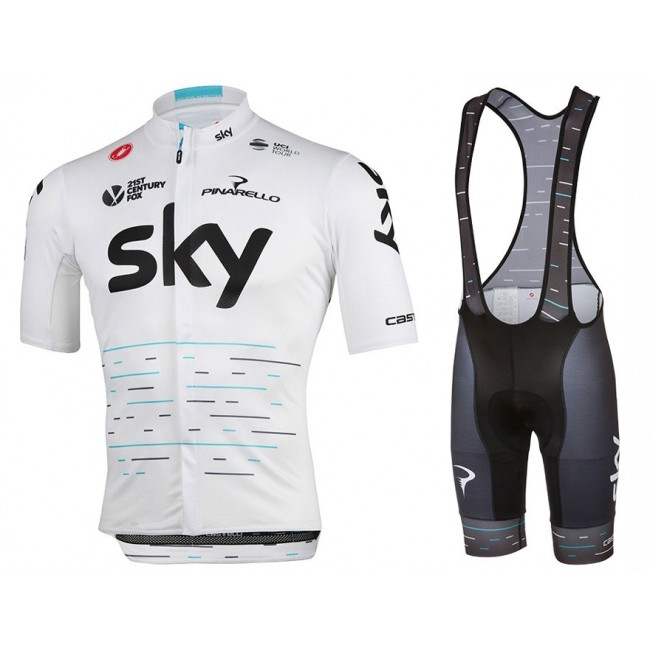 2017 Pro Team SKY Tour de France wit Fietskleding Set Fietsshirt Korte+Korte Fietsbroeken Bib 2584