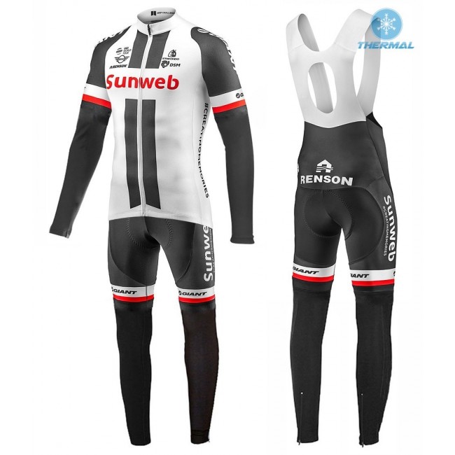 2017 Pro Team Sunweb Giant wit Winter Set Wielerkleding Wielershirt lange mouw+Lange fietsbroeken Bib 2588