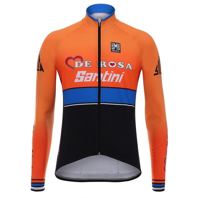 2017 De-Rosa Pro Team Orange-zwart Fietsshirt lange mouw 2457