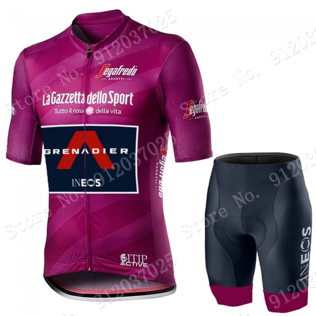 Purple giro d-italia 2021 Ineos Grenaider Fietskleding Fietsshirt Korte Mouw+Korte Fietsbroeken 2021062621