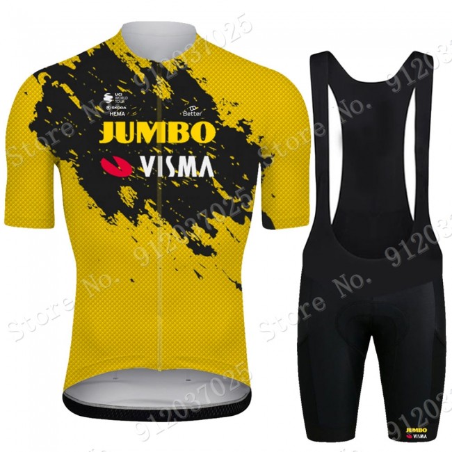 New Jumbo Visma 2021 Team Fietskleding Fietsshirt Korte Mouw+Korte Fietsbroeken Bib 2021062607