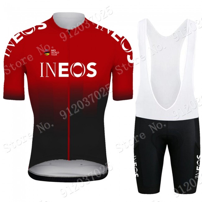 Red New Ineos Grenadier 2021 Team Fietskleding Fietsshirt Korte Mouw+Korte Fietsbroeken Bib 2021062615