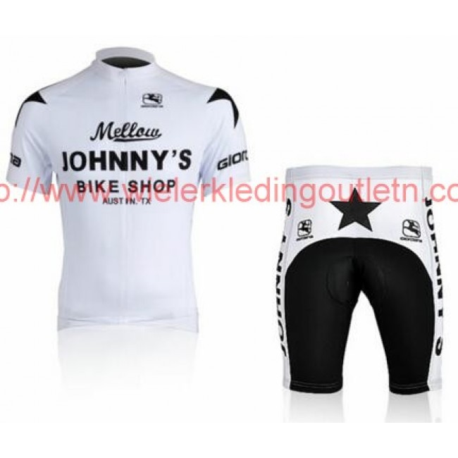 Mellow Johnny-s wit Fietskleding Fietsshirt Korte+Korte fietsbroeken 201717124