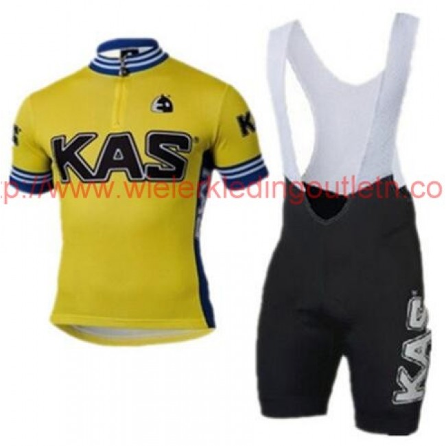 2016 KAS jaune fluo Fietskleding Fietsshirt Korte+Korte Fietsbroeken Bib 201717115