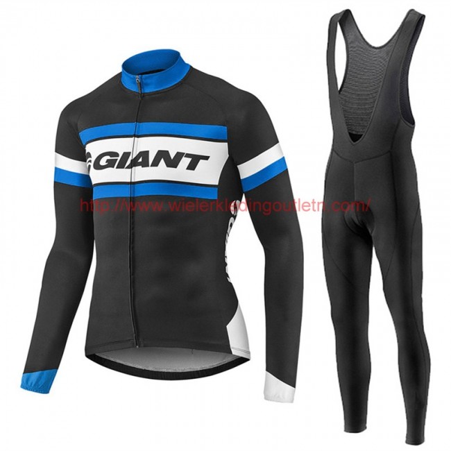 2017 Giant blauw en zwart Fietskleding Fietsshirt lange mouw+Lange fietsbroeken Bib 201717470