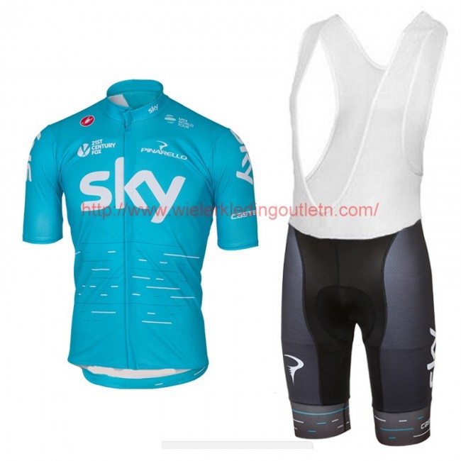 2017 Sky Pro Fietskleding Fietsshirt Korte+Korte Fietsbroeken Bib Blau 201717631